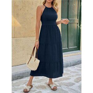 Tie Back Tiered Midi Dress